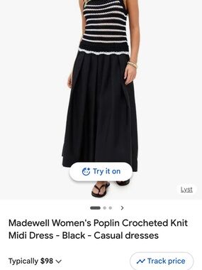 Madewell Black Poplin Crochet-Trim Maxi Skirt small new no tags
